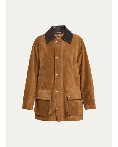 Nili Lotan Kedem Suede Parka Jacket In Brown