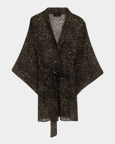Nili Lotan Kima Silk Kimono In Green