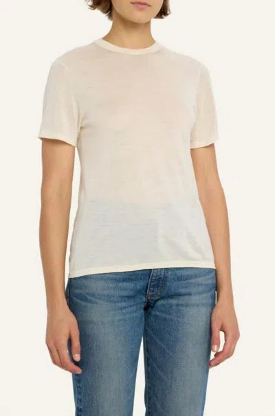 Nili Lotan Kimena Crew Neck Short Sleeve Sweater In Ivory In Neutral