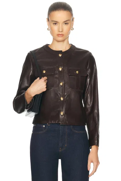 Nili Lotan Kitra Leather Jacket In Braun