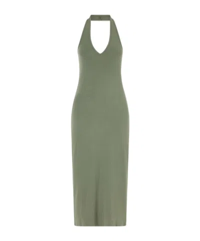 Nili Lotan Stevie Halter-neck Cotton-jersey Midi Dress In Green