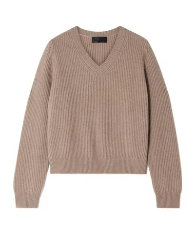 Nili Lotan Korina Ribbed Sweater In Brown