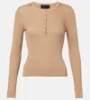 Nili Lotan Kyrie Ribbed-knit Silk Henley Shirt