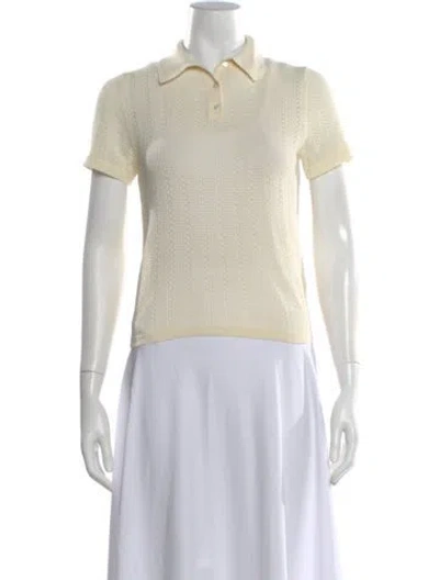 Pre-owned Nili Lotan Lace Short Sleeve Polo In Neutral