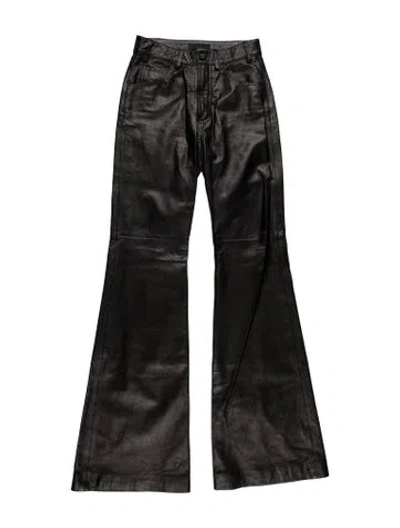 Pre-owned Nili Lotan Lamb Leather Flared Pants In Black