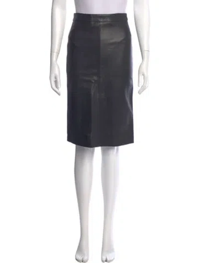 Pre-owned Nili Lotan Lamb Leather Knee-length Skirt In Gray
