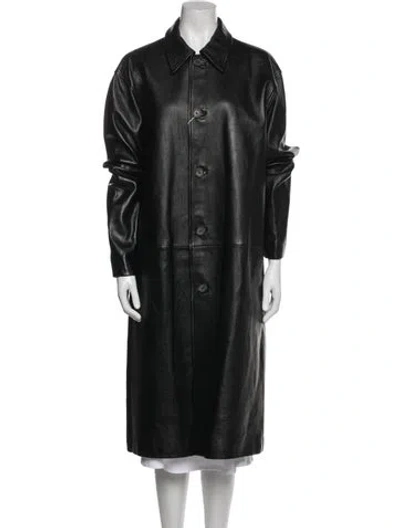 Pre-owned Nili Lotan Lamb Leather Trench Coat In Black