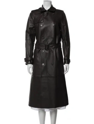 Pre-owned Nili Lotan Lamb Leather Trench Coat In Brown