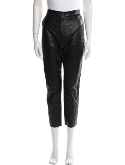 Pre-owned Nili Lotan Lambskin Straight Leg Pants In Black