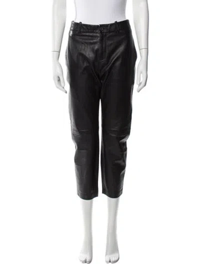 Pre-owned Nili Lotan Lambskin Straight Leg Pants In Black