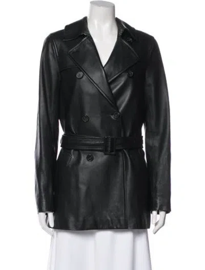 Pre-owned Nili Lotan Lambskin Trench Coat In Black