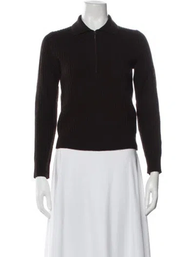 Pre-owned Nili Lotan Lambswool Mock Neck Sweater In Brown