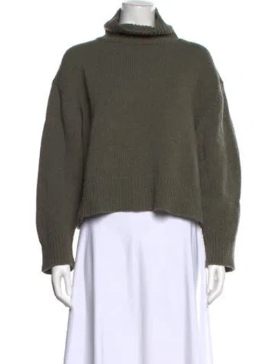 Pre-owned Nili Lotan Lambswool Turtleneck Sweater In Green