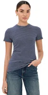 Nili Lotan Lana Crew Neck Tee Navy/natural Stripe In Navy/natural Stripe