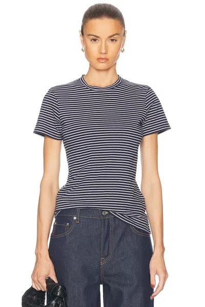 Nili Lotan Lana Crewneck Tee In Navy & Natural Stripe