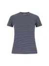 Nili Lotan Lana Stripe Cotton T-shirt In Blue