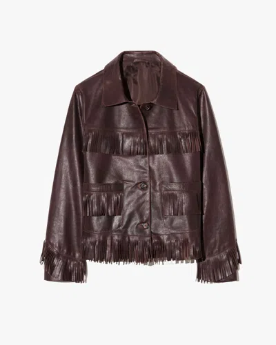 Nili Lotan Lazare Fringe Leather Jacket In Brown