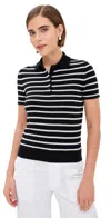 Nili Lotan Leanna Striped Cashmere Polo Sweater In Dark Navy/ivory Stripe
