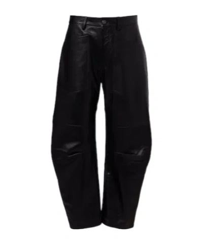 Nili Lotan Leather Barrel-leg Pants In Black