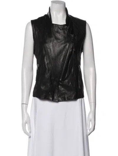 Pre-owned Nili Lotan Leather Biker Jacket In Black