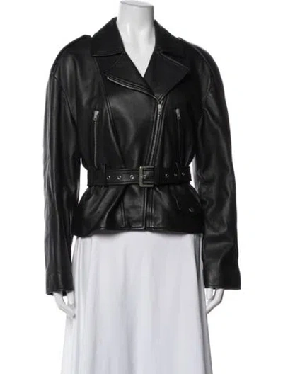 Pre-owned Nili Lotan Leather Biker Jacket In Black