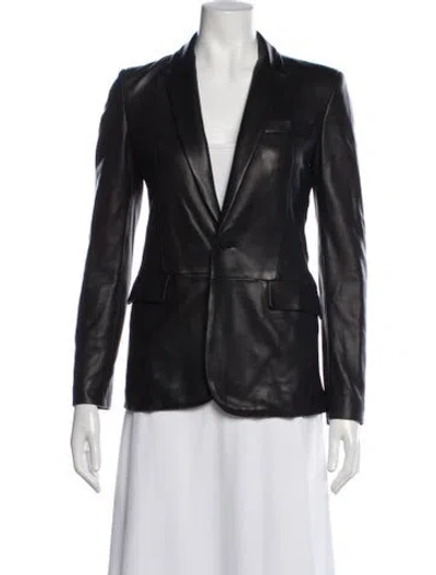 Pre-owned Nili Lotan Leather Blazer In Black