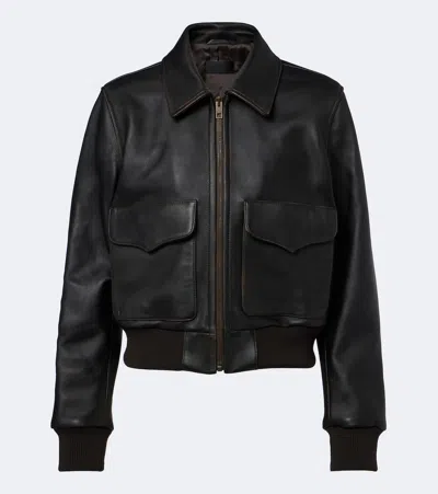 Nili Lotan Leather Bomber Jacket In Brown