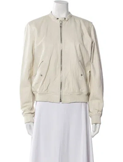 Pre-owned Nili Lotan Leather Bomber Jacket In Neutral