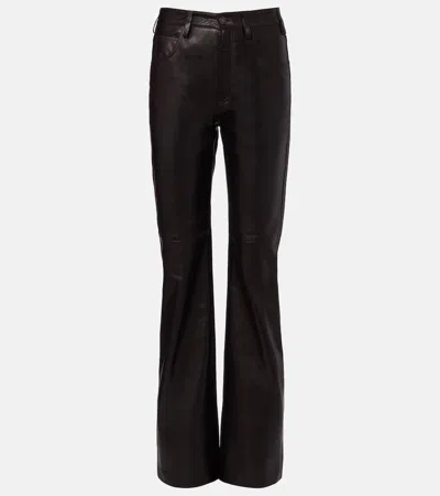 Nili Lotan Leather Bootcut Pants In Black