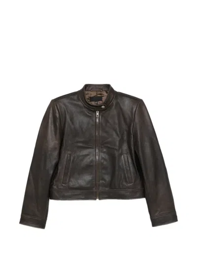 Nili Lotan Leather Jacket In Brown