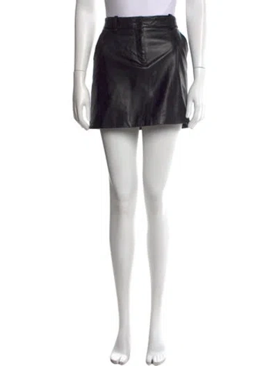 Pre-owned Nili Lotan Leather Mini Skirt In Black