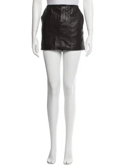 Pre-owned Nili Lotan Leather Mini Skirt In Black