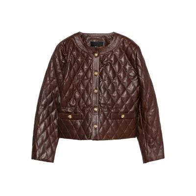 Nili Lotan Amy Cropped Quilted Leather Jacket In Brown