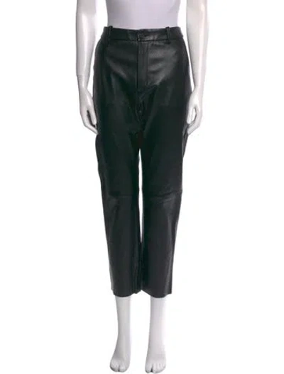 Pre-owned Nili Lotan Leather Straight Leg Pants In Black
