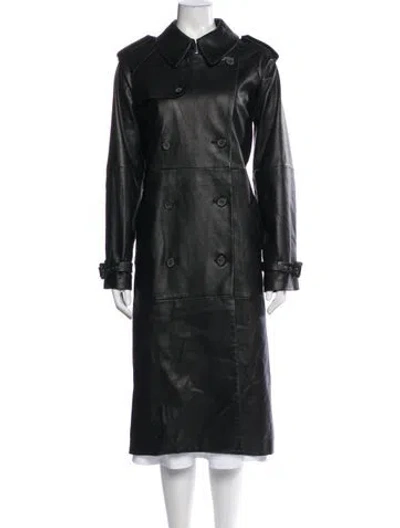 Pre-owned Nili Lotan Leather Trench Coat In Black