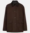 Nili Lotan Leather-trimmed Cotton Jacket In Brown