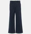 Nili Lotan Leon High-rise Cotton Wide-leg Pants In Blue
