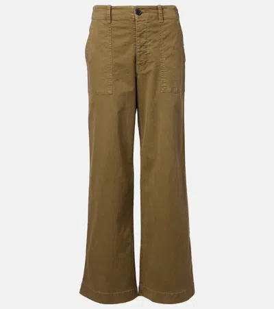Nili Lotan Leon Cotton Wide-leg Pants In Green