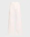 Nili Lotan Leon Wide Leg Cotton Pants In White