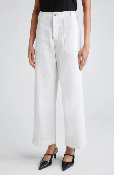 Nili Lotan Leon Wide Leg Cotton Pants In White