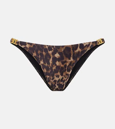 Nili Lotan Leopard-print Bikini Bottoms In Brown