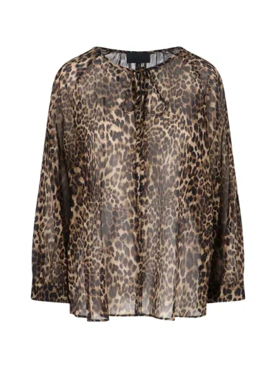 Nili Lotan Silk Chiffon Blouse In Animal Print
