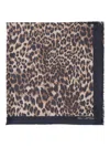 Nili Lotan Rectangular Leopard Print Scarf With Frayed Edges In Animal Print