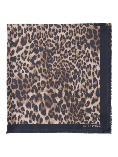 NILI LOTAN LEOPARD-PRINT FRINGED SCARF