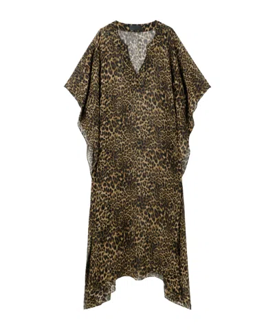 Nili Lotan Erica Leopard-print Silk Crepe De Chine Kaftan In Green