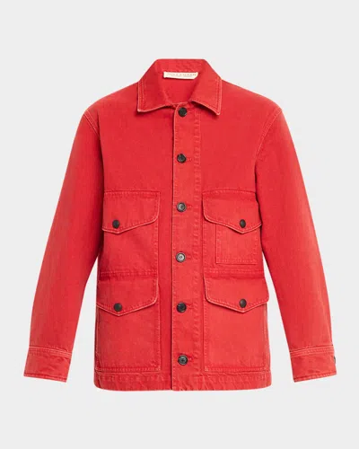 Nili Lotan Leroy Cotton Twill Utility Jacket In Red