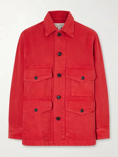 Nili Lotan Leroy Cotton Twill Utility Jacket In Red