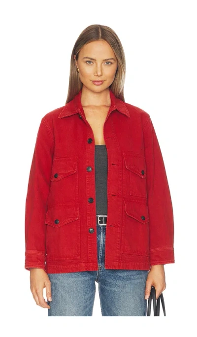 Nili Lotan Leroy Cotton Twill Utility Jacket In Red