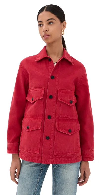 Nili Lotan Leroy Cotton Twill Utility Jacket In Red