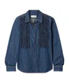 Nili Lotan Lexa Ruffled Denim Shirt In Blue